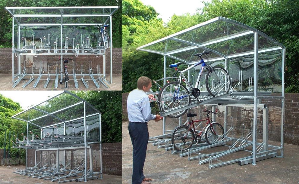 two tier bike rack shelter