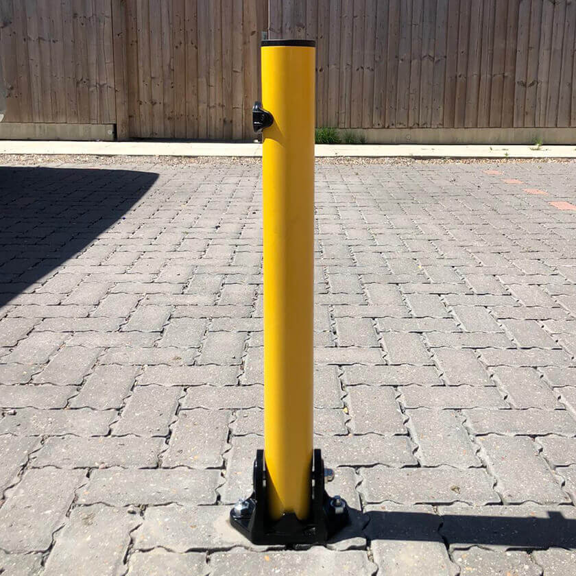 yellow drop down bollard
