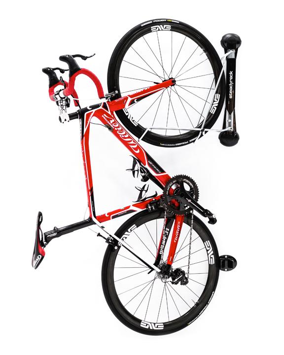 bike in position on a wall stand