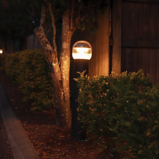 solar bollard at night