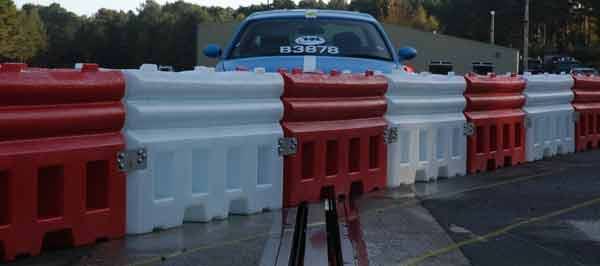road barriers blocking a road