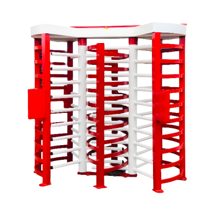 Full height twin turnstile in red and white