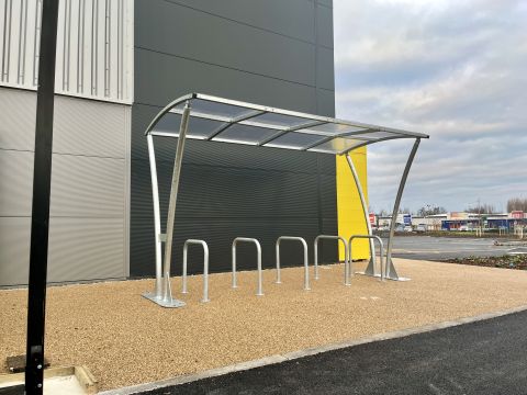 clear PETG bike shelter with bike stands