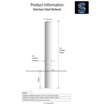 Semi Dome Stainless Steel Bollards 304 Grade