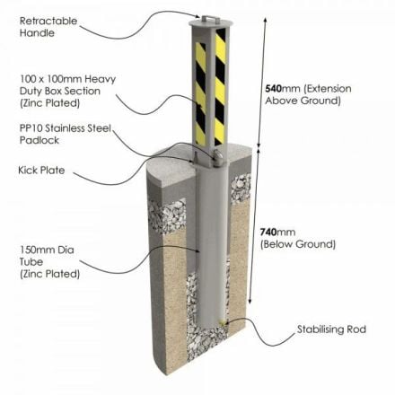 Autolok Telescopic Anti Ram Post
