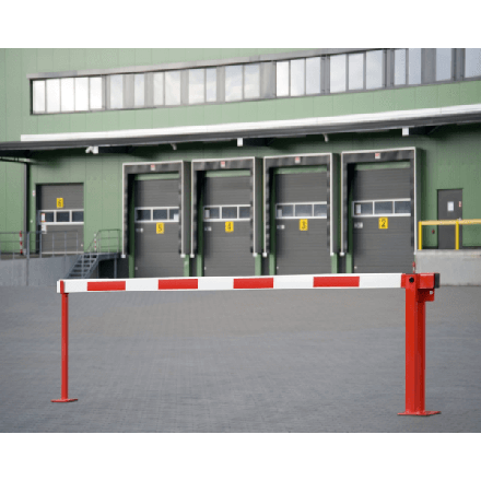 Red and white barrier with gas damper