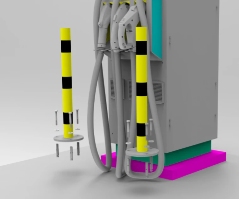 EV Charging Point Bollards - Powder Coated- Bolt Down