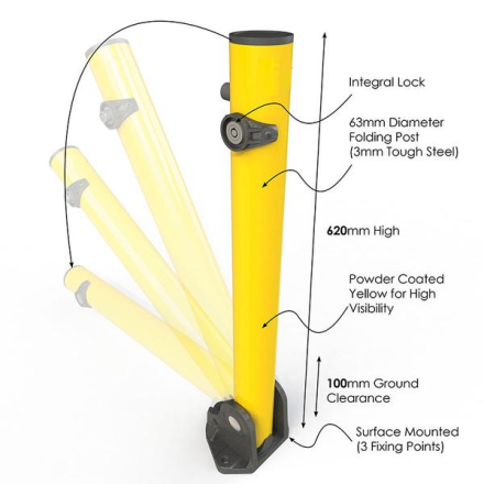 FOLD DOWN STEEL YELLOW BOLLARD