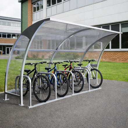 Little Bridge outdoor cycle parking shelter with weather protection