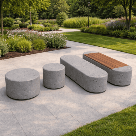 Park concrete benches