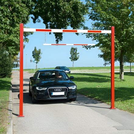 Height restriction barrier with car going underneath