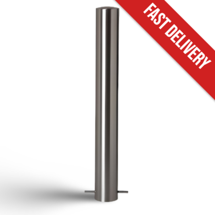 Semi-dome stainless steel bollard full length with fixing spikes.