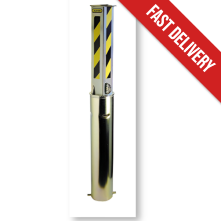 Retractable Bollard: The Autolok Telescopic Anti Ram post showing above and below ground sections.
