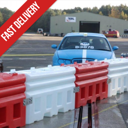 Crash tested safety barriers on the road.