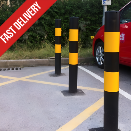 Three service yard bollards (concrete in)