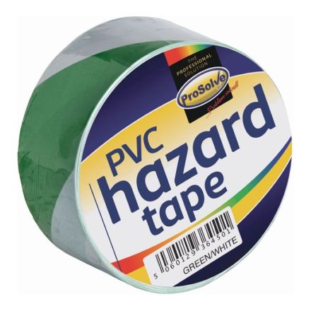  PVC Self Adhesive Hazard Warning Tape 50mm x 33m - Green/White